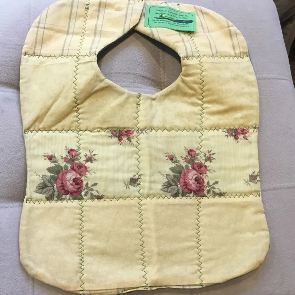 3/$25 or $12 ea. NWT Hand Crafted Yellow Reversible Baby Bib